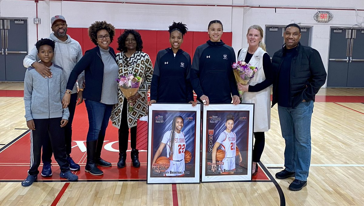 SJCAthletics's tweet photo. Girls’ 🏀 wins 52-42 vs. PVI on Senior Night! Thank you seniors, families &amp; coaches. #CadetsFamily #GoCadets 🛡️❤️ https://t.co/YoTKwasQ55