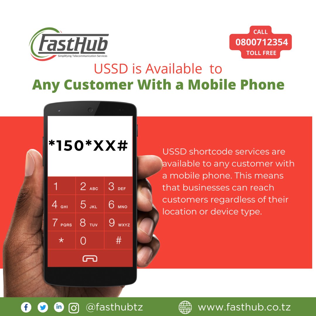 fasthubtz's tweet photo. USSD shortcode services are available to any customer with a mobile phone. This means that businesses can reach customers regardless of their location or device type.
#MobileMoney #FastHubMobileMoney #simplifyingtelecommunications #Technology #technology #marketing #fasthubtz https://t.co/i1YLAe47Mj