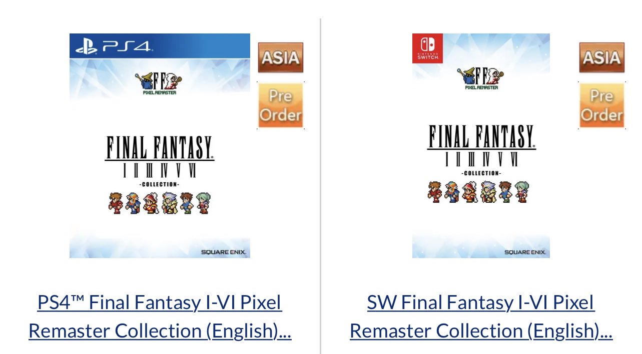 Final Fantasy 1-6 Pixel Remasters come to Nintendo Switch, PS4 in