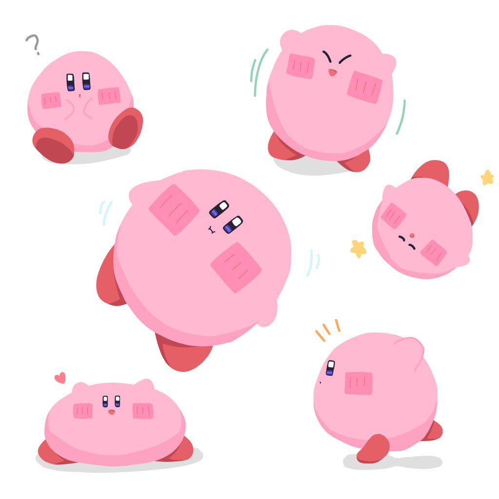 kirby ? no humans white background heart simple background open mouth blush  illustration images
