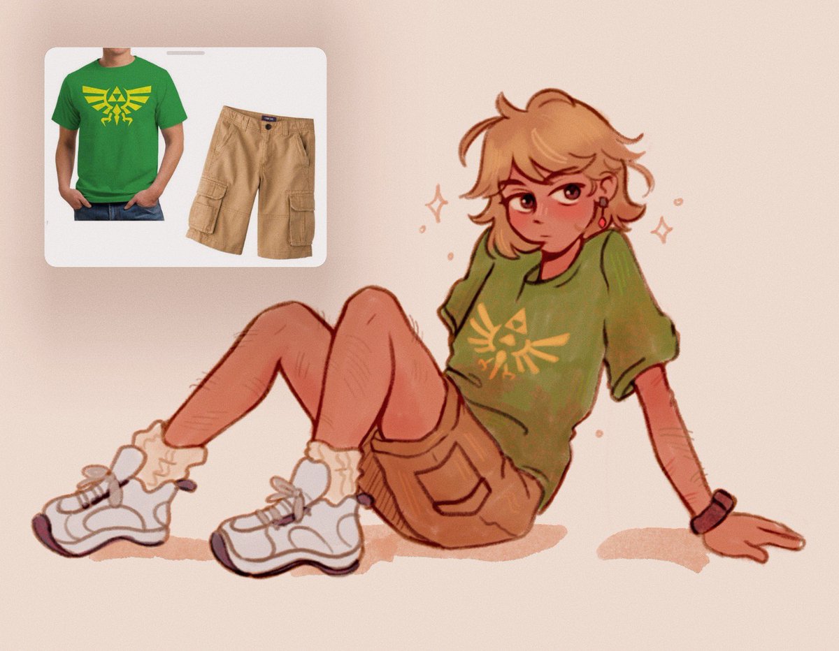 Green Zelda Shirt and Cargo Shorts
