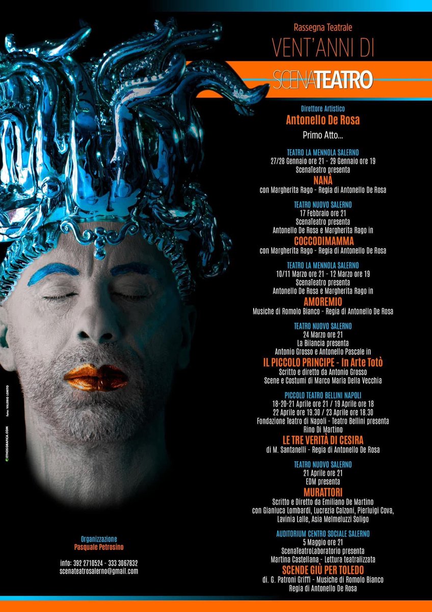 Il programma completo dei Festeggiamenti dei Vent’anni di Scena Teatro- #PrimoAtto- spettacolo fino a #Maggio toccheranno diversi teatri salernitani nonché il prestigioso Teatro Bellini di Napoli…
👇👇👇
Seguiteci 
#teatro
#spettacolo
#festeggiamenti