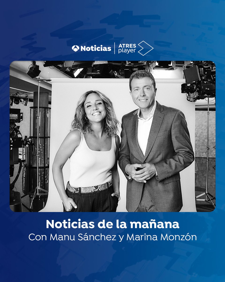 A3Noticias's tweet photo. ☕ ¡Buenos días!

🔴 Arranca el día con toda la información en las #NoticiasDeLaMañanaA3N, con Manu Sánchez, @marinamonzon_ y el equipo más madrugador de Antena 3 Noticias

📰 Los titulares y la actualidad, también en https://t.co/IAqwejgTTN

DIRECTO 📡  https://t.co/zlLnSard7j https://t.co/x3S7wflju5