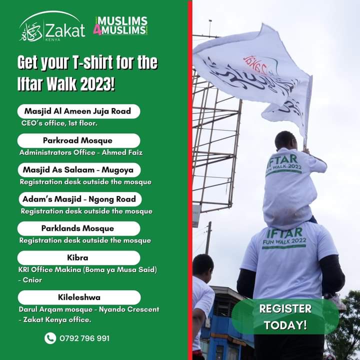 kri_kibra's tweet photo. Have you registered for the @ZakatKenya #iftarfunwalk ?
Get your T-shirt at the KRI offices in Makina and support #iftar this #Ramadhan2023 https://t.co/085sLl6aFV