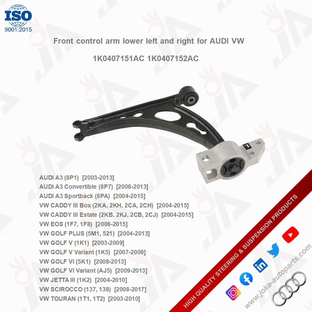 Joka_autoparts's tweet photo. Front control arm lower left and right for AUDI VW 1K0407151AC 1K0407152AC
#autoparts #carlifestyle #automotive #tierodend  #suspension #stabilizerlink #swaybarlink #bushingkits #suspensionjoint #controlarm #offroad #steeringknuckle #classiccars #controlarms https://t.co/PhYrDnLDwX