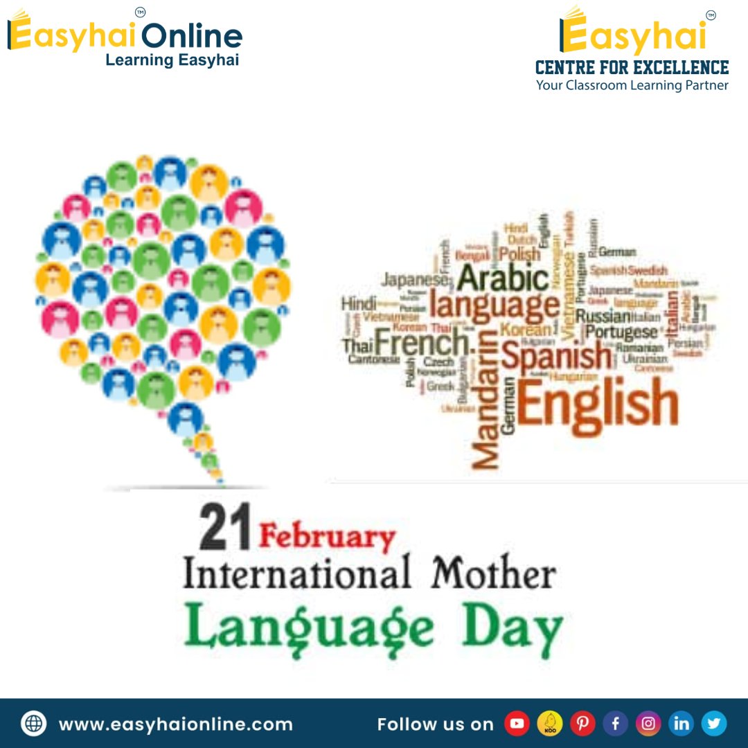 Onlineeasyhai's tweet photo. Language may be just a way to communicate with each other, but the mother language is something that connects us with our culture. Happy International Mother Language Day..
#language #international_mother_language_day #mother_language  #boardexam #examdoubts  #easyhaionline https://t.co/0VYlzqsAz9