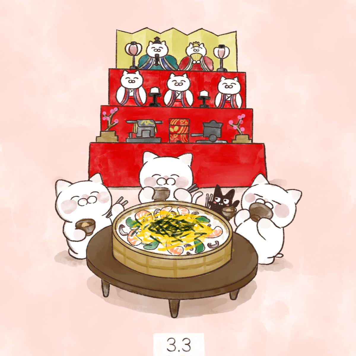 no humans cat chopsticks food holding bowl table  illustration images