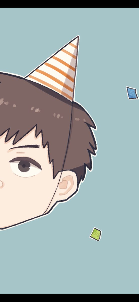 hinata hajime 1boy male focus solo brown hair simple background short hair blue background  illustration images