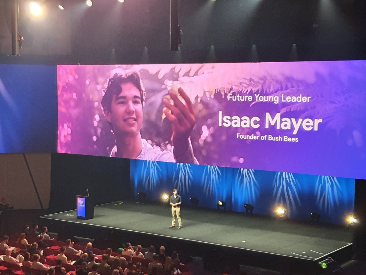 HiveHaven's tweet photo. #evokeAG 
Great presentation at @evokeAG today by native bee industry 'future leader' Isaac Mayer. 
Future is in good hands! 
#AgriFutures #evokeAG https://t.co/UNSfLR1rV5