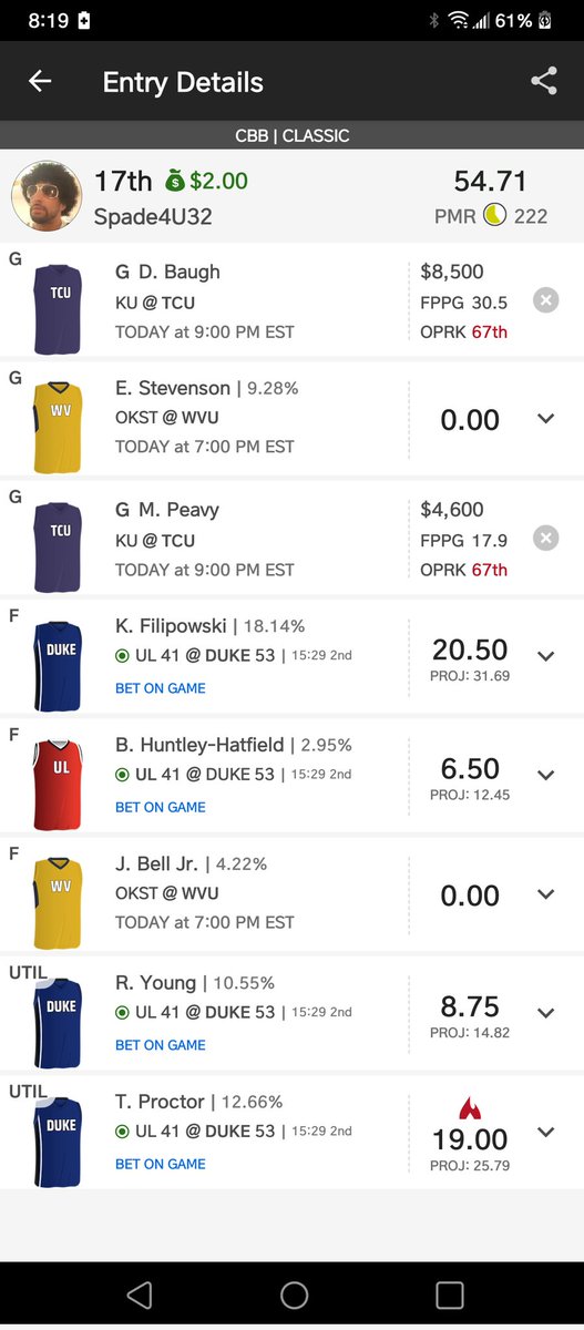 Spade_4U_32's tweet photo. @DraftKings Stevenson and Bell Jr. are playing..Wheres their points??? #draftkingsfantasy https://t.co/QuvCBBNiRl