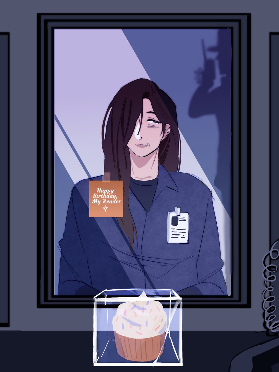 UrBigBadBro's tweet photo. #ReaderWeek2023 #ORV 
Day 8 - Free Day
(KDJ brought the cupcake, LSK asked someone to put the HBD note on the glass!) https://t.co/xoOMTOgb0g