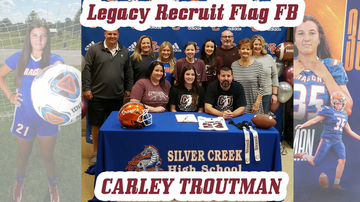 CVilleFlagFB's tweet photo. Carley Troutman - Welcome to the Lady Tiger Family. Carley is our 1st Legacy recruit for Flag FB. Her father Brad Troutman played at CU 1998-2001. Once a Tiger Always a Tiger! Carley is also our 1st recruit from Indiana. #FirstinKY #WeAreCU #TigerUP https://t.co/y5n24Yip7d