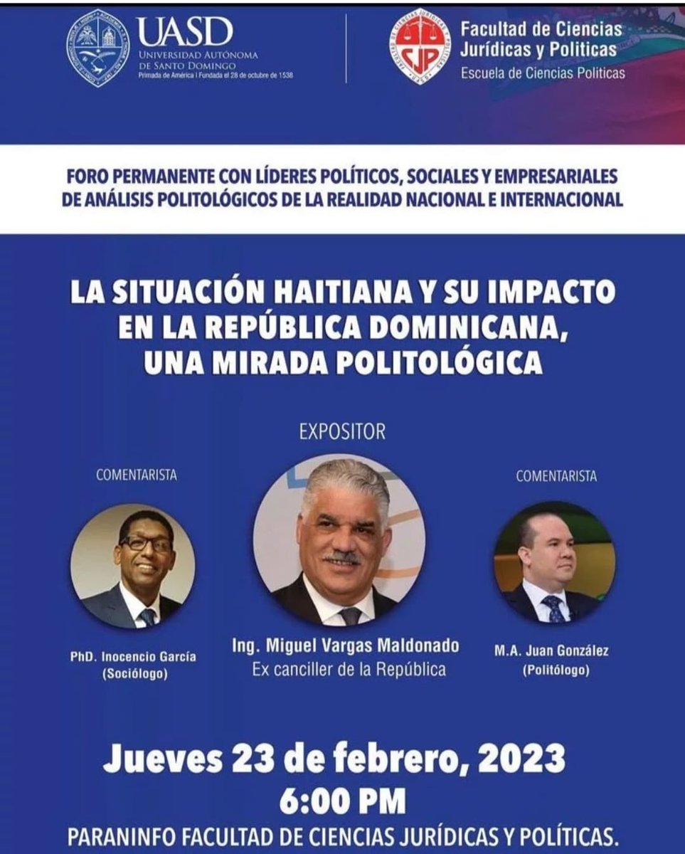 SPerredeista's tweet photo. Haití está al borde de una guerra civil y es una real amenaza para la Rep. Dom.
Hola ⁦@DomingoDelPilar, ven y acompaña ⁦@MiguelVargasM⁩                    presidente del PRD este jueves 23. https://t.co/CXqUITCLMI