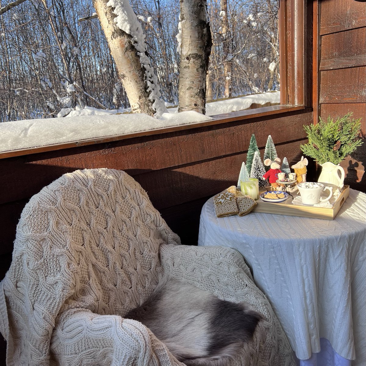 aknorsk's tweet photo. No moose today, but the Winter Hygge Deck is open again! Enjoying a little hot cocoa with Herr og Fru Mus.
#14daysoffriluftsliv #14dagerfriluftsliv #sonsofnorway #friluftslivak #dayseven #winterdeck #maileg #maileginalaska https://t.co/LZ4U4BLf4u