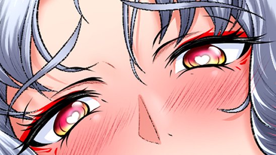 1girl solo blue skin red eyes close-up colored skin single horn  illustration images