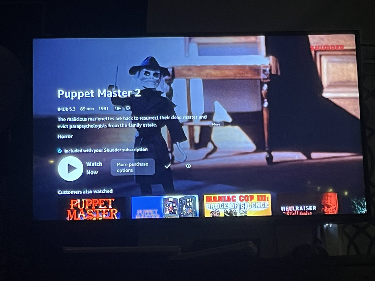 NerdyAutismMom's tweet photo. Time for another classic! #NowWatching #PuppetMaster2 #classic #horror #HorrorFan #HorrorFam #MutantFam https://t.co/8brvZRq8Sh