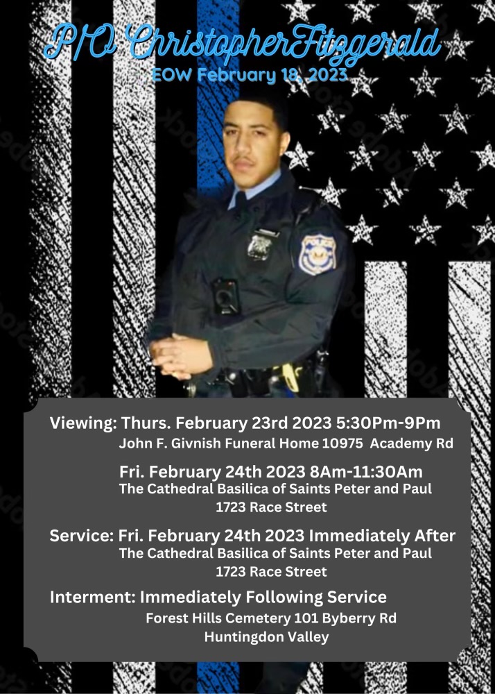 Domelights's tweet photo. Funeral arrangements for @TempleUniv P/O Christopher Fitzgerald, EOW 2/18/23
#RIP #TempleUniversity #TemplePolice #TemplePD #Philadelphia #philly #police https://t.co/BGCTeH3Inc