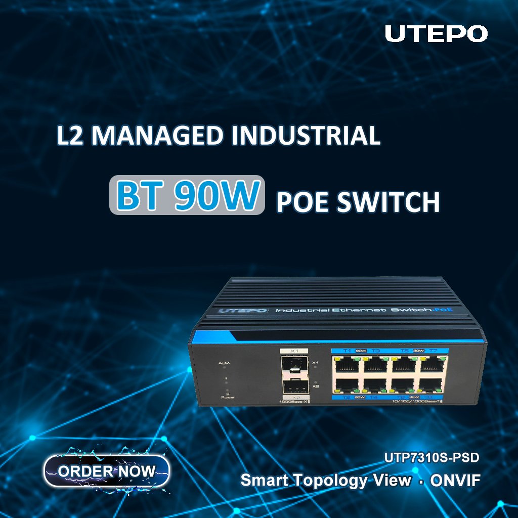 UTEPO1's tweet photo. Introducing you #UTEPO 90W industrial L2 managed PoE switch, UTP7310S-PSD, providing an RS485 interface to support services to access various IoT devices or as a serial server, such as Modbus conversion. Check more:
https://t.co/8lCovl33I3
#PoEswitch #Industrialswitch #Layer2 https://t.co/esPZZuAcnp