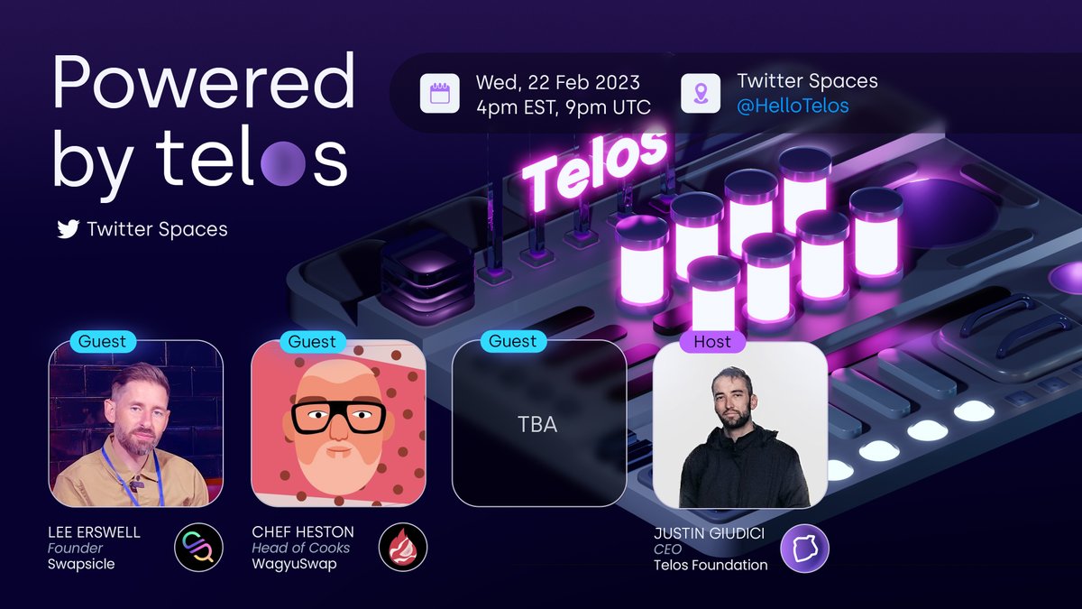 HelloTelos's tweet photo. Revealing the second guest for our upcoming #PoweredByTelos Twitter Spaces, Chef Heston of @WagyuSwap_app! 🍳 👨‍🍳 

Our final speaker will be revealed soon, stay tuned! 🔥 

Set a reminder! 👇 
📌 https://t.co/JCbQH51dUH
📅 Feb 22 2023
⏰ 21:00 UTC https://t.co/YFYlWIoPYp