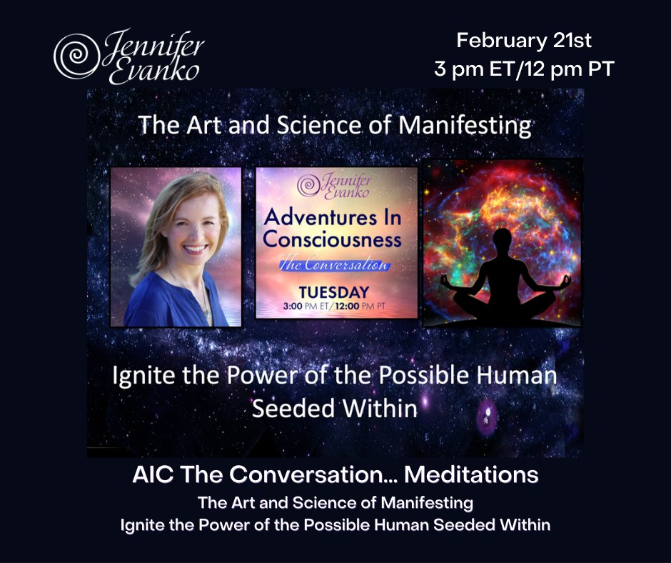 Jcevanko's tweet photo. The Art and Science of Manifesting - Part 1

LIVE TUES, FEB 21st @ 3P ET/ Noon PT!

https://t.co/3eZCWlPkiL

#jenniferevanko #consciousness #adventuresinconsciousness #OMTIMES #lifestyle #manifesting #meditation #frequency #awareness #healing #intention #harmony #prosperity https://t.co/6x3TgqPmeY