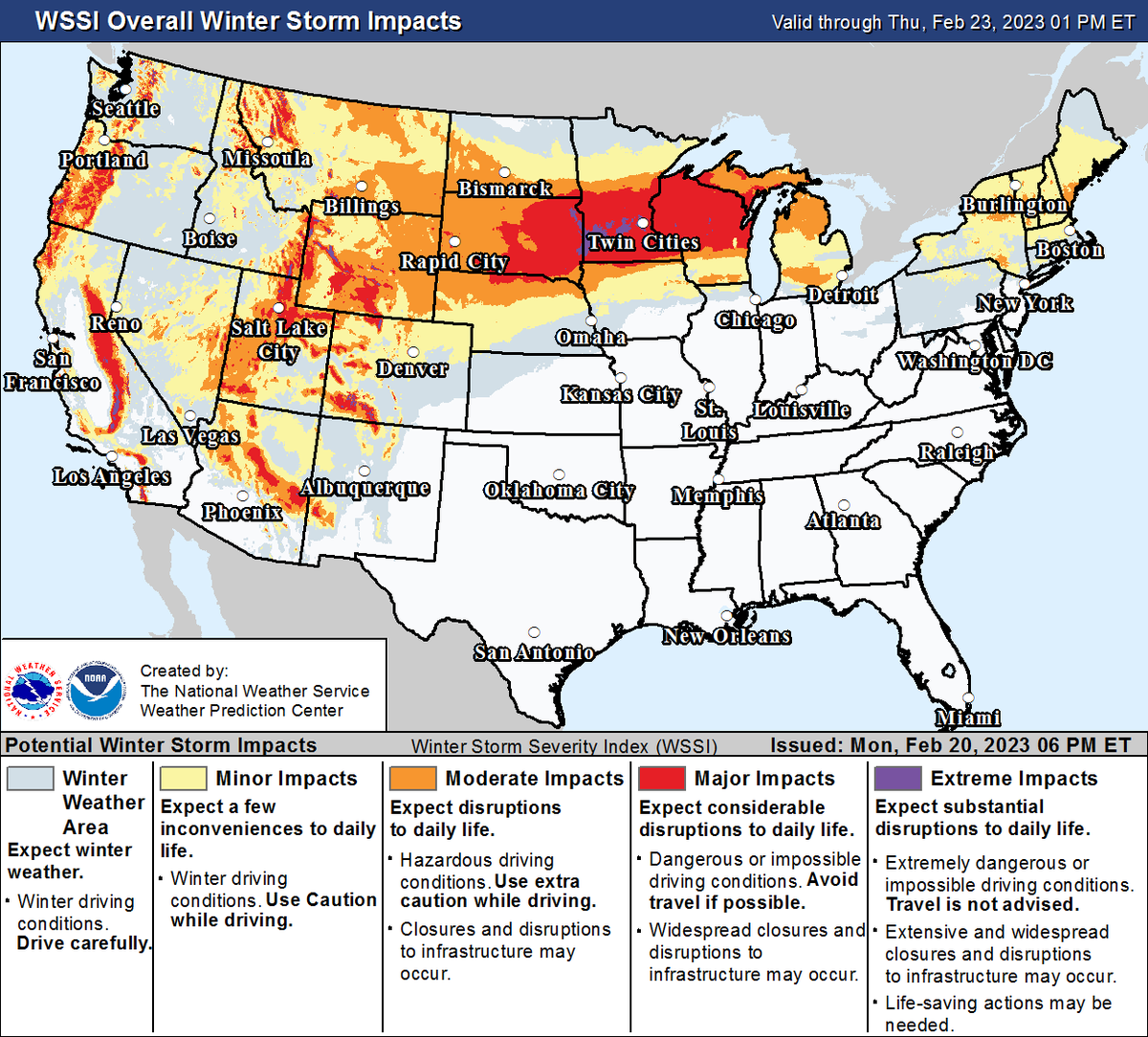 NWSSiouxFalls's tweet image. This storm isn&apos;t just impacting the Tri-State area.

Take a look at how much of the Northern United States may see &quot;major&quot; to even &quot;extreme&quot; impacts.