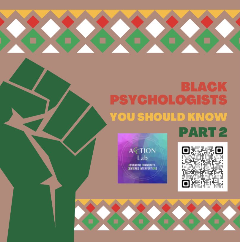 Black Psychologists You Should Know Pt. 2 

#blackhistorymonth #blackhistory
#blackhistoryisourhistory #blackpsychologist #blackpsychology #psychology #clinicalpsychology #psychologist #clinicalpsychologist #therapy #chicago #psychologylab #clinicalpsy #research #socialjustice