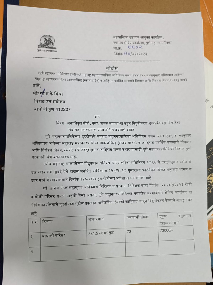 Sanjiv_Patill's tweet photo. @WagholiHSA @WagholiTimes @team_waco @neocitywagholi @RealWagholi @EstateIvy @PMCPune @PMCPune चे डोके ठिकाणावर आहे का ? संपूर्ण नगररोड वर अनधिकृत फ्लेक्स चे जाळे असताना एकाच फ्लेक्स वर तेही जनहिताचे असणाऱ्या कारवाई? तद्दत झुंडशाही आणि जनतेचा आवाज दडपण्याचा प्रयत्न आहे हा.
जाहीर निषेध!!!!
@WagholiTimes 
@AshokPawarMLA 
@DrKhemnar https://t.co/ChIoHgL5pn