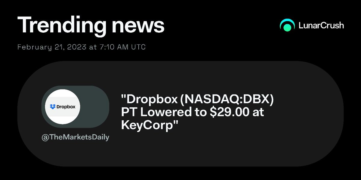 gordy_norman's tweet image. "Dropbox (NASDAQ:DBX) PT Lowered to $29.00 at KeyCorp" via @TheMarketsDaily

Trending #dropboxinc news with frequent shares and strong engagement across social media.

Social Insights: lnr.app/s/KpK8qZ $dbx

Source👇themarketsdaily.com/2023/02/20/dro…