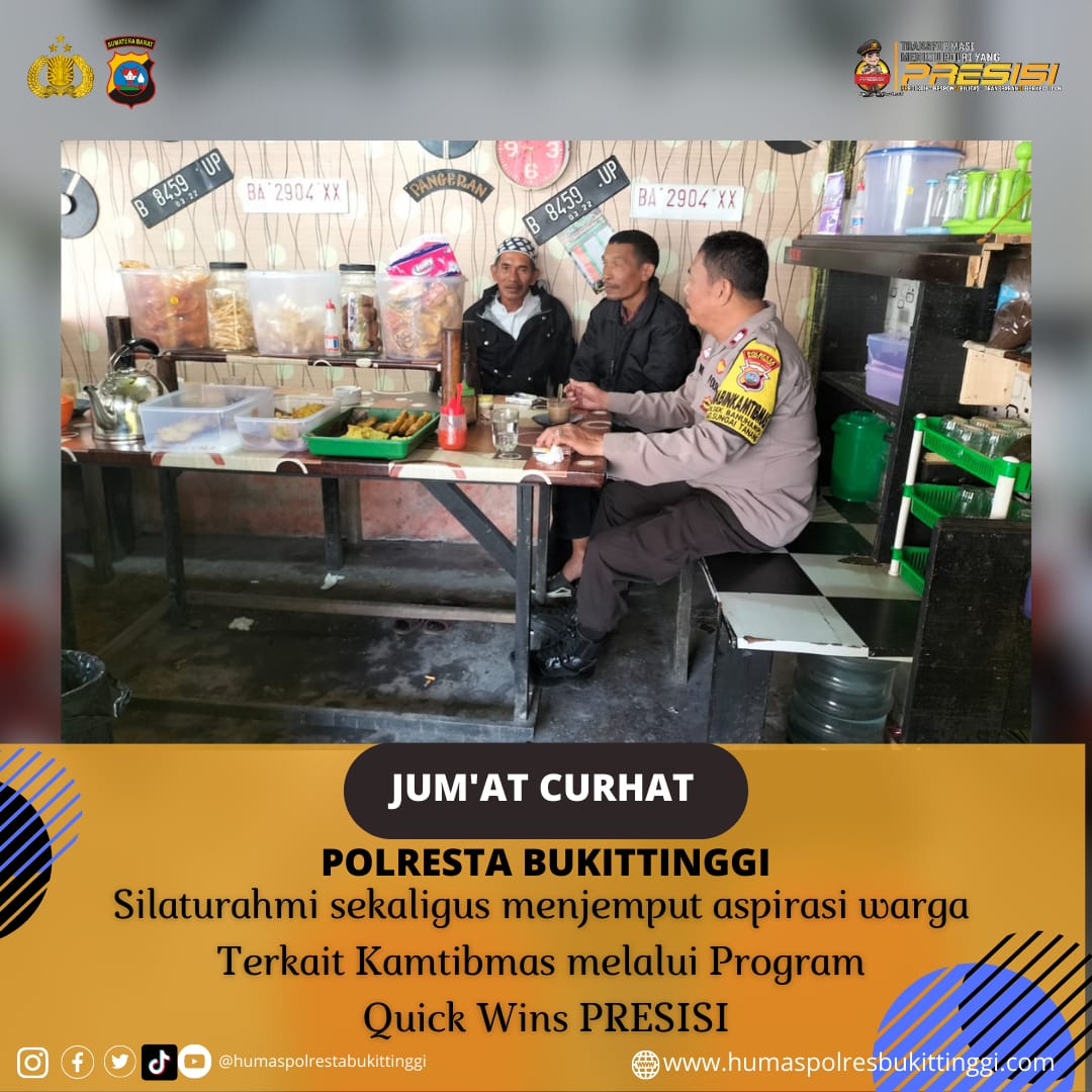 BKTM_PPK's tweet photo. Silaturahmi sekaligus  Menjemput aspirasi warga terkait Kamtibmas Melalui Program Quick Wins PRESISI Jum'at Curhat Polresta Bukittinggi

#polrestabukittinggi 
#jumatcurhat 
#poldasumbar 
#divisihumaspolri 
#quickwinspresisi https://t.co/XnVvJRq0oR