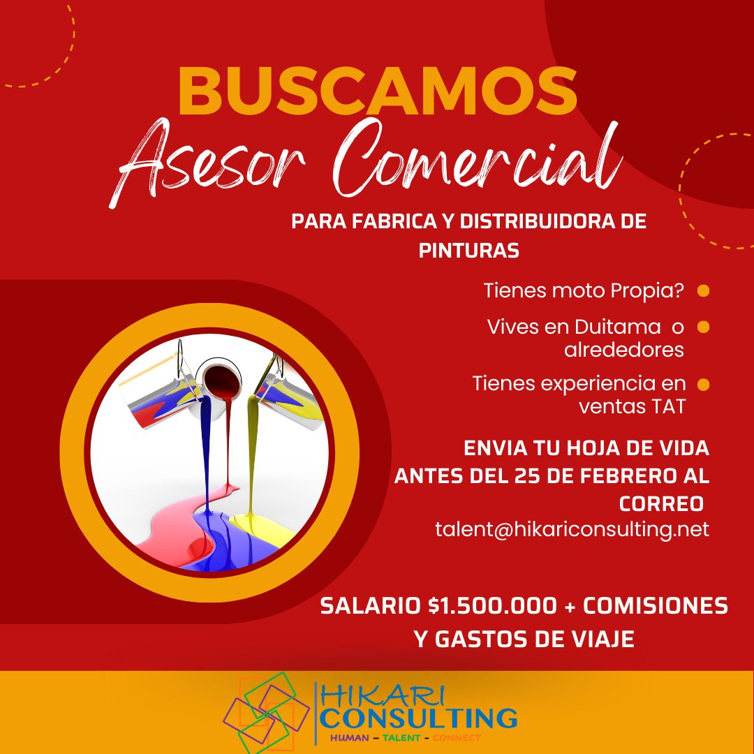 HikariCons's tweet photo. Oportunidad laboral en Bogotá
Envía tu hoja de vida a talent@hikariconsulting.net 
#talent #empleo #empleobogota #empleocolombia #trabajosihay #trabajoya #empleosihay #quierotrabajar #quierotrabajoya #oportunidadeslaborales #contrataciones #empleos  #quierotrabajo #ventasTAT https://t.co/jYDpiYWEsc