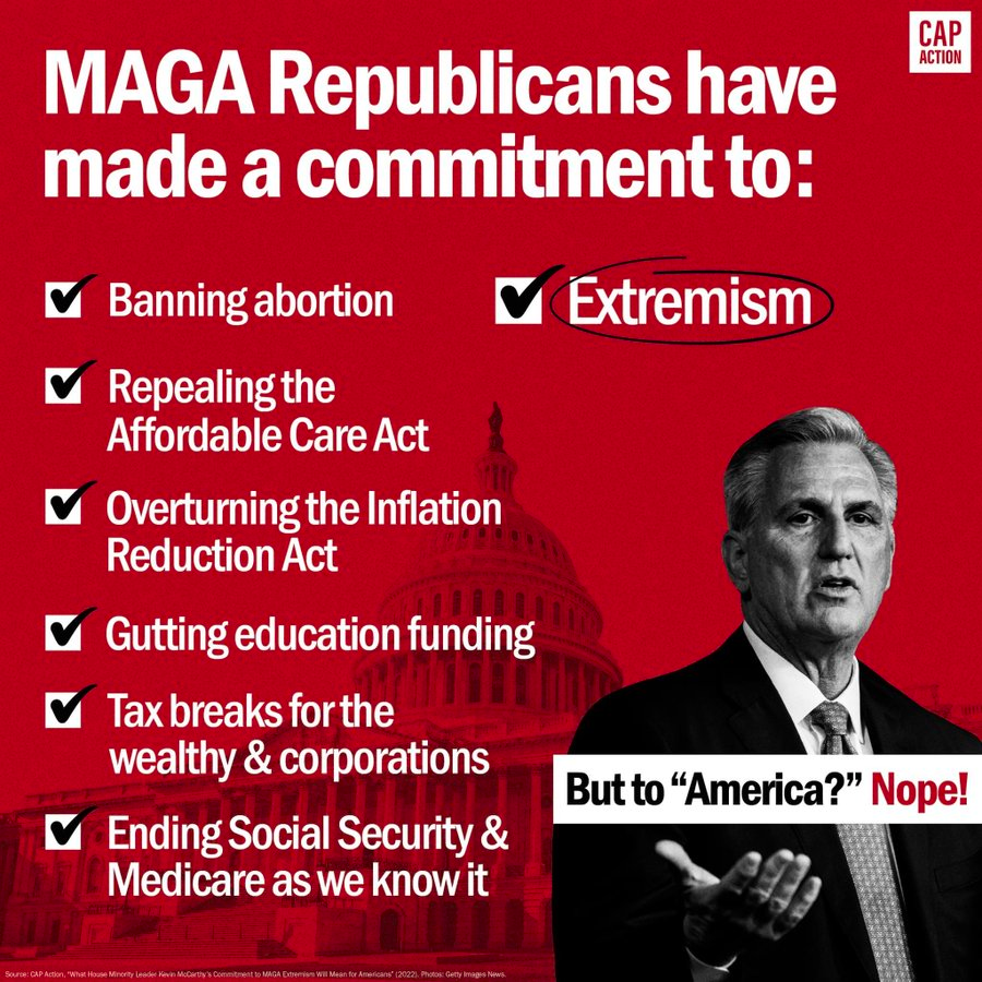 .
#MAGA #Republicans have made a commitment to:

☑️ Banning #AbortionIsHealthcare  
☑️ Repeal  #AffordableCareAct 
☑️ Overturn in the #InflationReductionAct 
☑️ Gutting #EducationFunding 
☑️ #TaxBreaks for the wealthy and corporations.
☑️ Ending #SocialSecurity and #Medicare as…