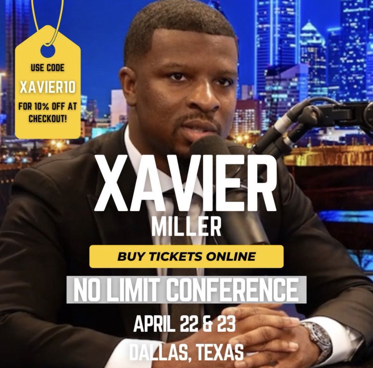 XaviercMiller's tweet photo. It’s going down, April 22nd &amp; 23rd I’ll be on stage at my bro @donovanruffin "No Limit" Conference in Dallas, TX!!

Get your tickets at https://t.co/Kxari77I1P and use my Discount Code (Xavier10) for 10% off 🔥🙌🏾 let’s get it. See y’all there https://t.co/NYLKTbNP5A