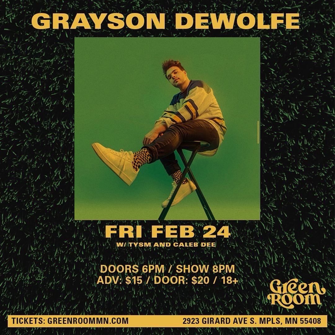 minneapolis, chicago and vancouver! can’t believe we’re finally playing shows again and get to play the new songs - come out and scream and see the band and i have the time of our lives 😌 all tix at GraysonDeWolfe.com/shows