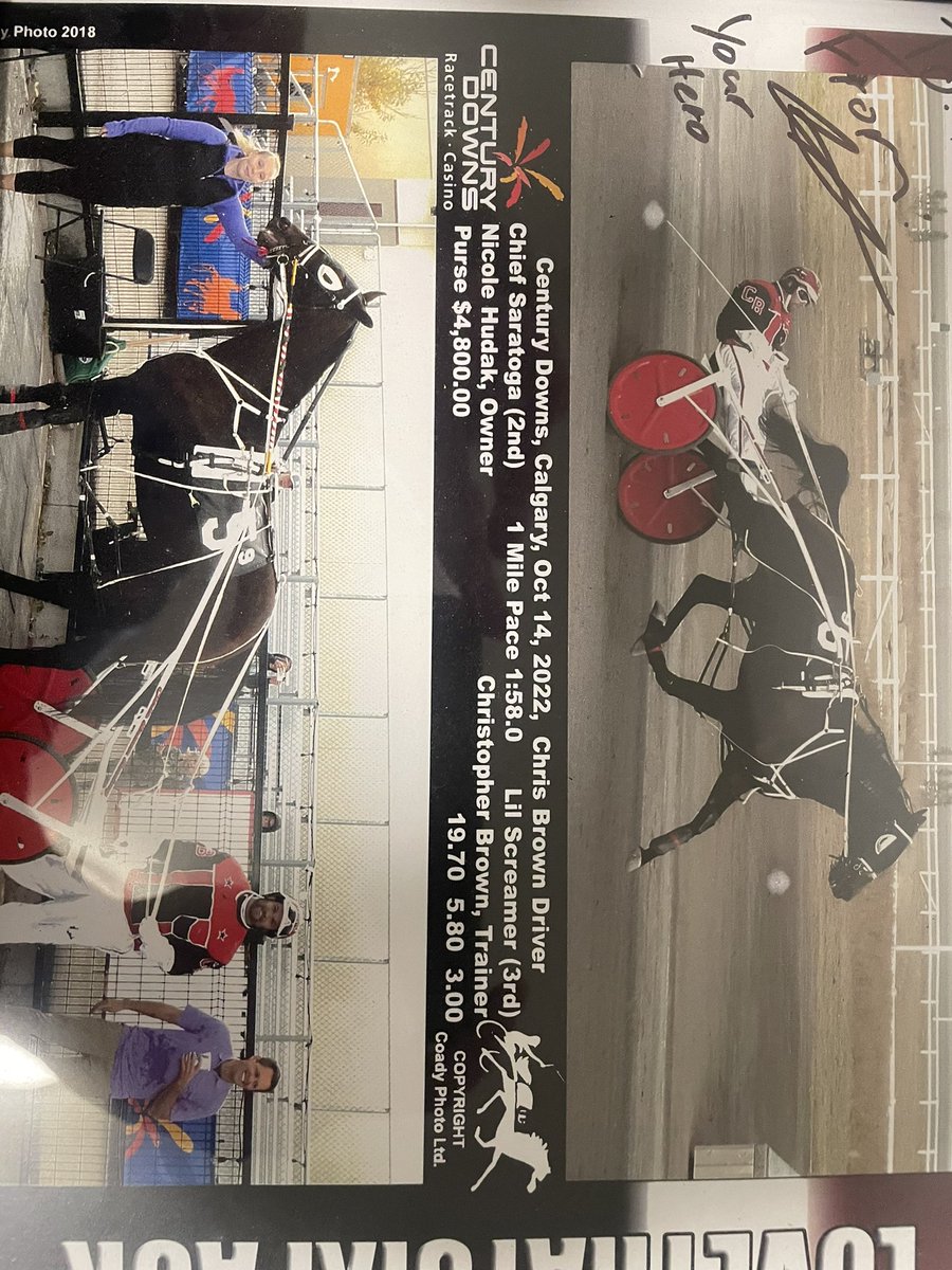 TreyMbHarness's tweet photo. Finally received my autographed win photo of the first time I called a race outside MB/SK. Sure this will be worth millions one day. https://t.co/GT2SUnVGkJ