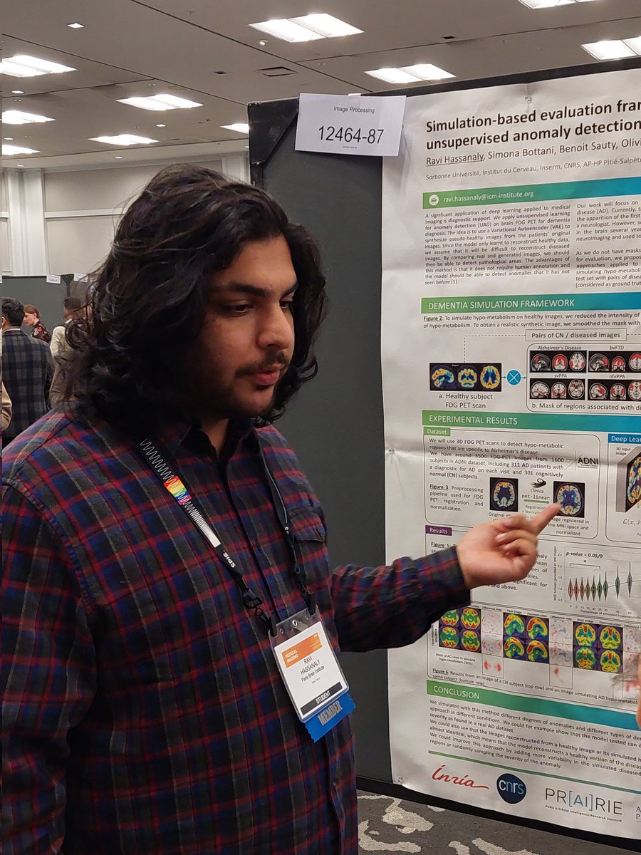 Ravi Hassanaly from <a href="/AramisLabParis/">ARAMISLAB</a> presenting his work on variational autoencoders for anomaly detection at #SPIEMedicalImaging <a href="/InstitutCerveau/">Institut du Cerveau - Paris Brain Institute</a> <a href="/InstitutPrairie/">PRAIRIE Institute</a> <a href="/inria_paris/">Centre Inria de Paris</a> work supervised by <a href="/NinonBurgos/">Ninon Burgos</a>