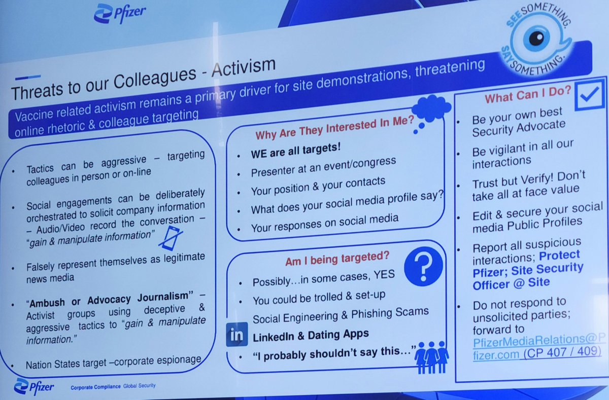 jesuismoaaa's tweet photo. Must be fun working at Pfizer these days😁 They even warn people against "colleague targeting". Who are the conspiracy theorists now!? 🤣🤣
#WeStandWithJames #PfizerExposed #PfizerLiedPeopleDied #JamesOKeefe #PfizerBoughtVeritas #DirectedEvolution #Pfertility https://t.co/9EoJCPZqyC