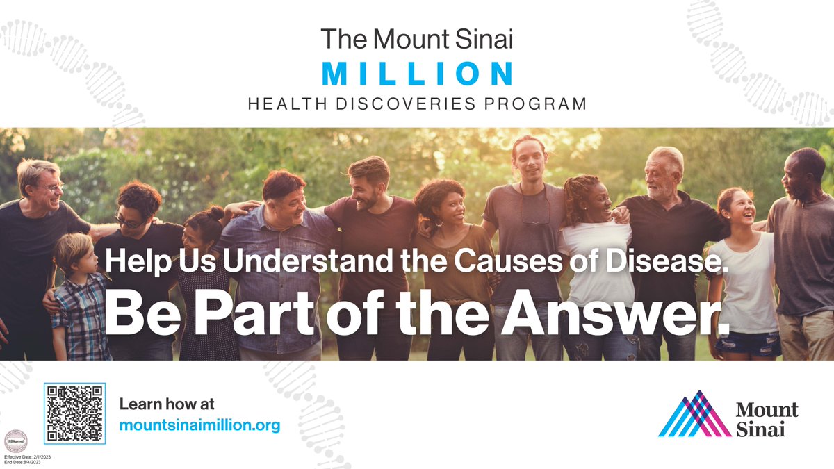 The Mount Sinai Million Health Discoveries Program is enrolling patients in research to make advances against inherited diseases such as heart disease, cancer, Alzheimer’s disease, and many more. 

Learn how at mountsinaimillion.org