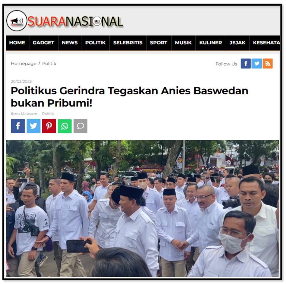 Kalau Anies dianggap bukan pribumi karena alesan  keturunan Yaman, lantas @Prabowo yang keturunan China Tiongkok mau disebut apa?

Yg setuju #GerindraRasis retweet!