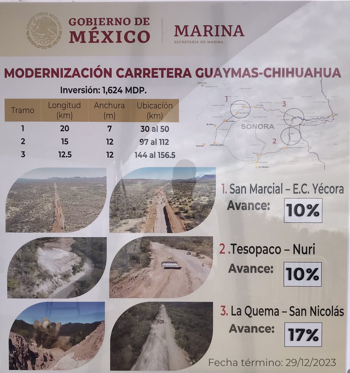 marcos_platt's tweet image. Con gusto recibimos en #Tecoripa al presidente de la República, @lopezobrador_ , quien supervisó los avances de obra junto @AlfonsoDurazo del tramo carretero que conectará a Chihuahua con el puerto de Guaymas y que beneficiará el intercambio económico y logístico del estado. 🛣️