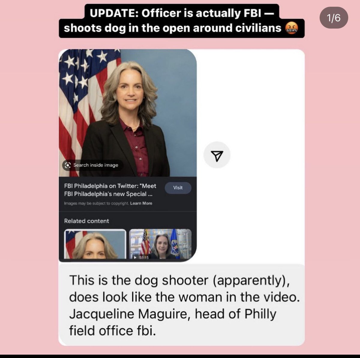 Rev_philly's tweet photo. @FBIPhiladelphia you allow your agents to shoot animals on busy city streets?! DISGRACE. Post from IG #watchoutphilly #phillyfbi #animalabuser https://t.co/LsWfNyLZdP