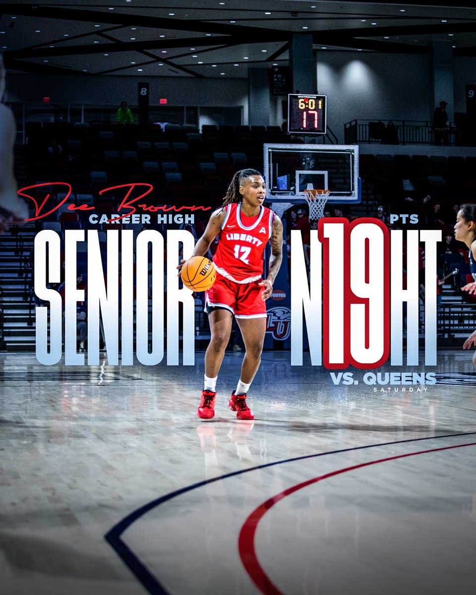 LibertyWBB's tweet photo. 🆕 Career Milestone 🔓: A perfect 8-8 from the free throw line helped unlock a new career-high 19 points on senior night. Congratulations, @deebrezzy_‼️ https://t.co/Jp4iao9lqI