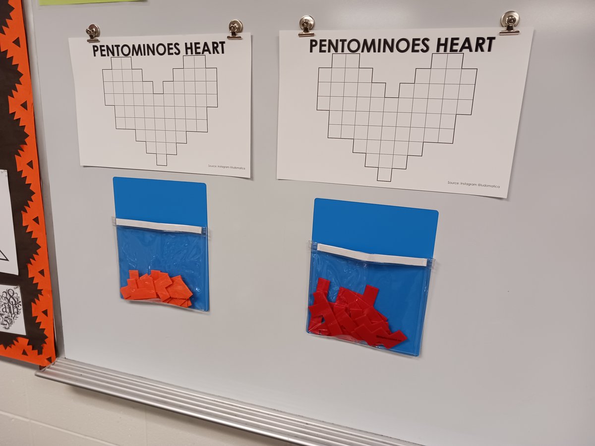 mathequalslove's tweet photo. I just updated my pentominoes heart puzzle blog post with a set of free printable "hint cards." 

It turns out this puzzle is a TRICKY one! 

https://t.co/nKDMAW9ZyD 

#mtbos #iteachmath #puzzlingclassroom #teach180 https://t.co/odEm6Ak1hG