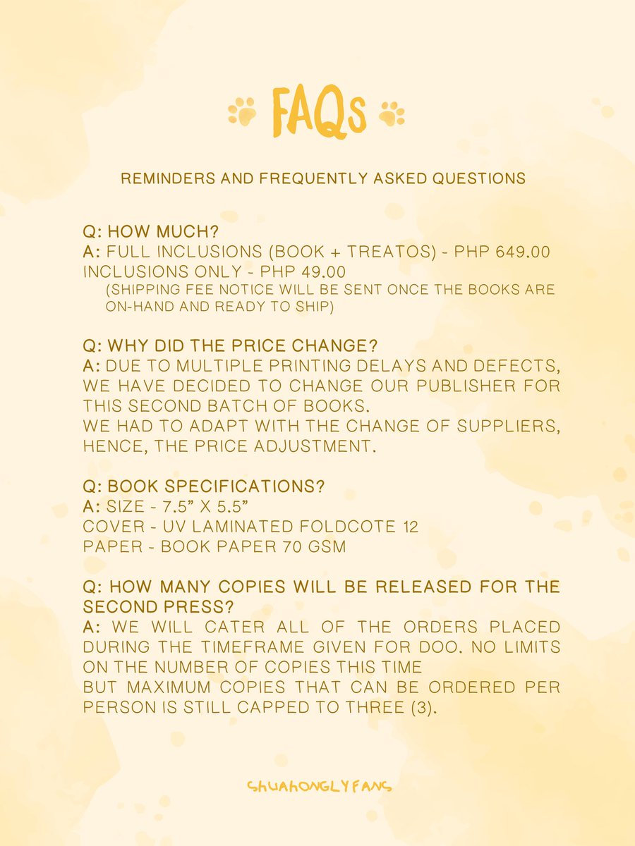 shuahonglycart's tweet photo. second time’s the charm (•‾⌣‾•)و ̑̑♡

here are the answers to some frequently asked questions about our second batch! please take your time to read this to serve as a guideline for our upcoming pre-order. 

🏡🐾 02.25.23 #THSecondPress https://t.co/MHIV3bbhI0