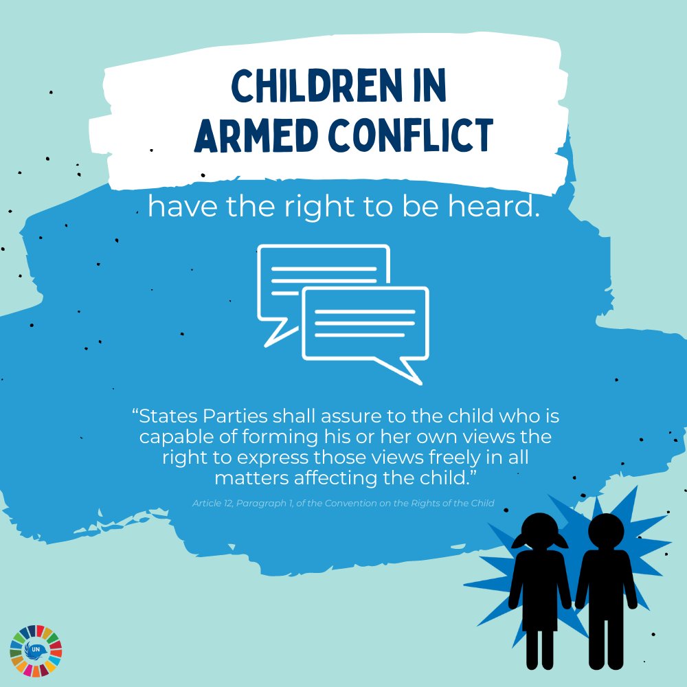 UNPeacekeeping's tweet photo. 👧🏽🧑 Children in armed conflict have the right to be heard.

As the primary victims of war, many girls and boys are robbed of their childhood, education, and future. 

How peacekeepers implement the child protection mandate 👉https://t.co/oKeS35BQcW #A4P https://t.co/X8zXSql0Pw