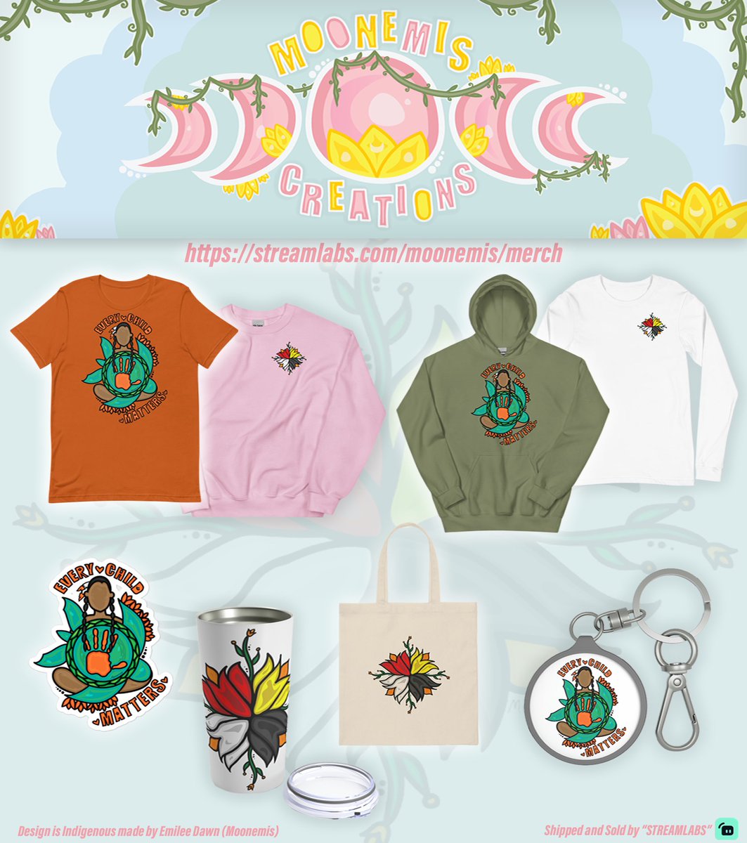 Moonemis's tweet image. My store is finally L I V E, selling my #indigenous artwork on multiple apparel &amp;amp; accessories through @streamlabs 🧡 

streamlabs.com/moonemis/merch

#EveryChildMatters 
@4DirectionsTeam