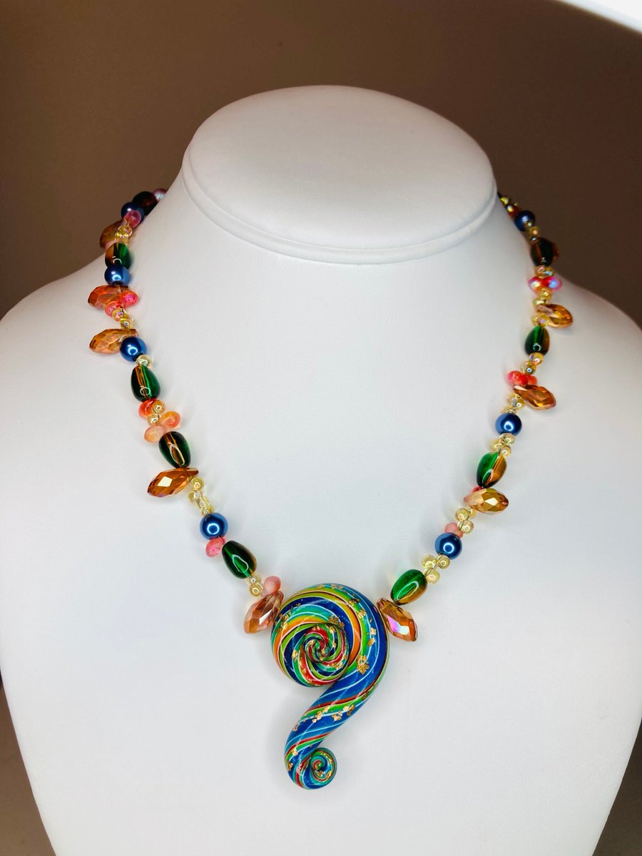 Excited to share the latest addition to my #etsy shop: Multicolor Ethnic Necklace / Art Deco Necklace / Beaded Necklace / Swirl Pendant Teardrop Necklace / Unique Necklace / etsy.me/3xBrsKy #unisexadults #artteachergift #standoutnecklace #largependant #allisons