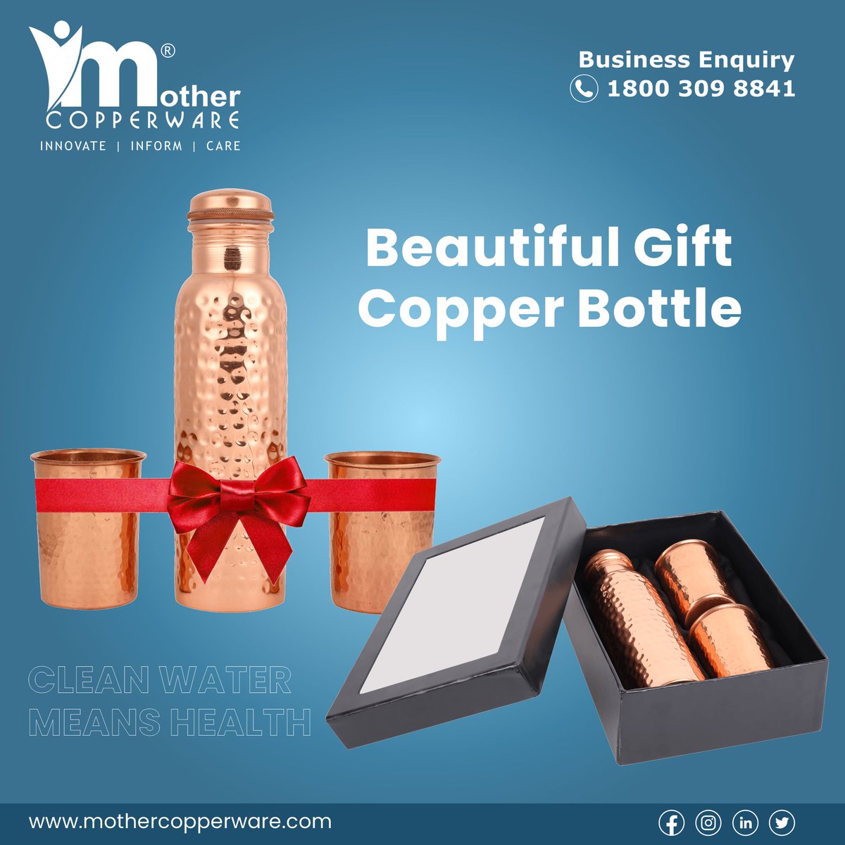 Gift for this Holi- A Healthy Gift 
A premium copper water bottle is a type of water bottle made from high-quality copper material.

#CopperGifts 
#coppertableware
#copperlove
#copperhome
#copperkitchen
#copperart
#coppercrafts 
#copperbottle 
#mothercopperware