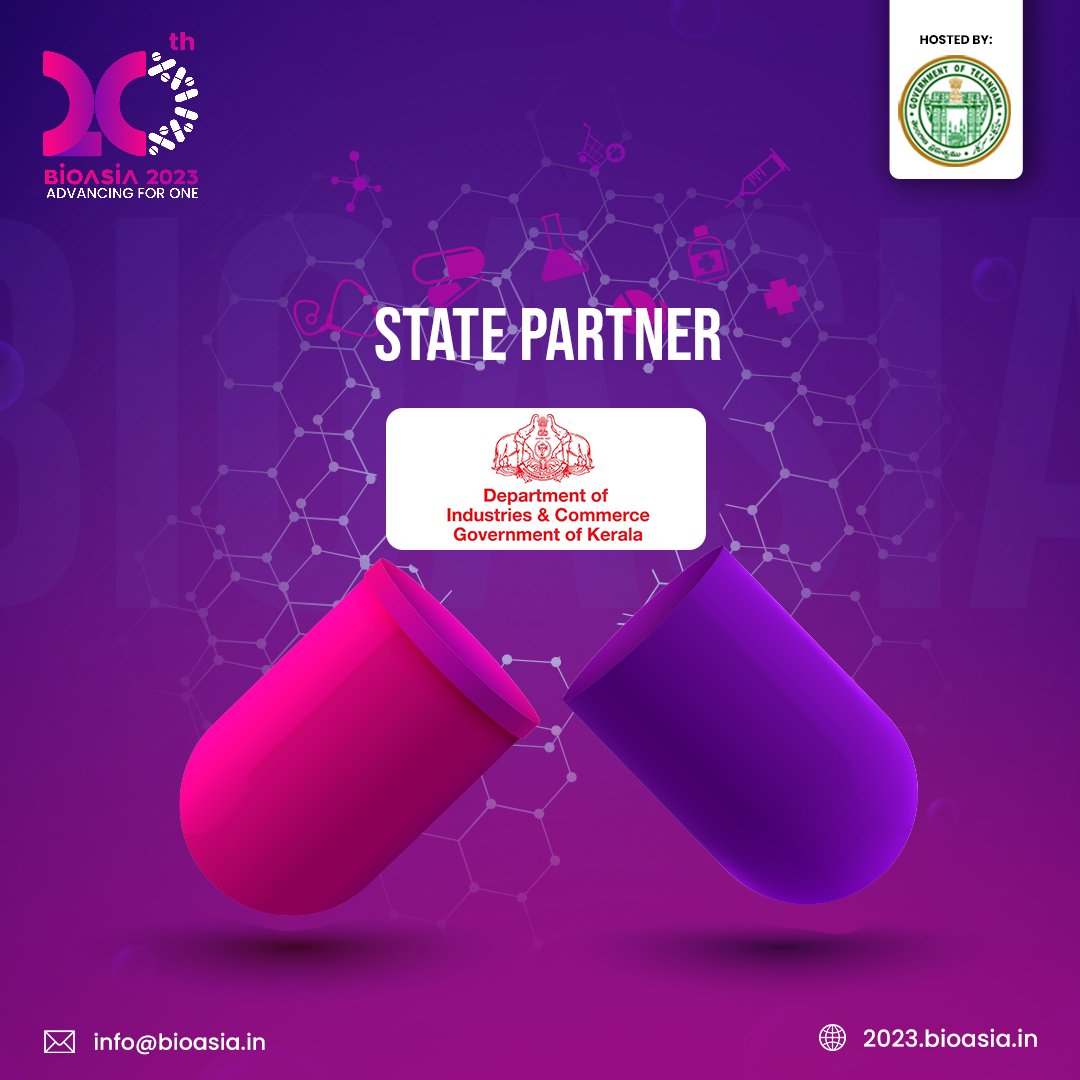 BioAsiaOfficial's tweet photo. We are happy to have Government of Kerala as our State Partner for the 20th edition of #BioAsia.

Date: 24th-26th February 
Location: HICC, Hyderabad 

Register today - https://t.co/M9oCBkPttF 

#BioAsia2023 #AdvancingforOne #onehealth #20YearsofBioAsia #biotech #biopharma https://t.co/FFjIrX1Ytz