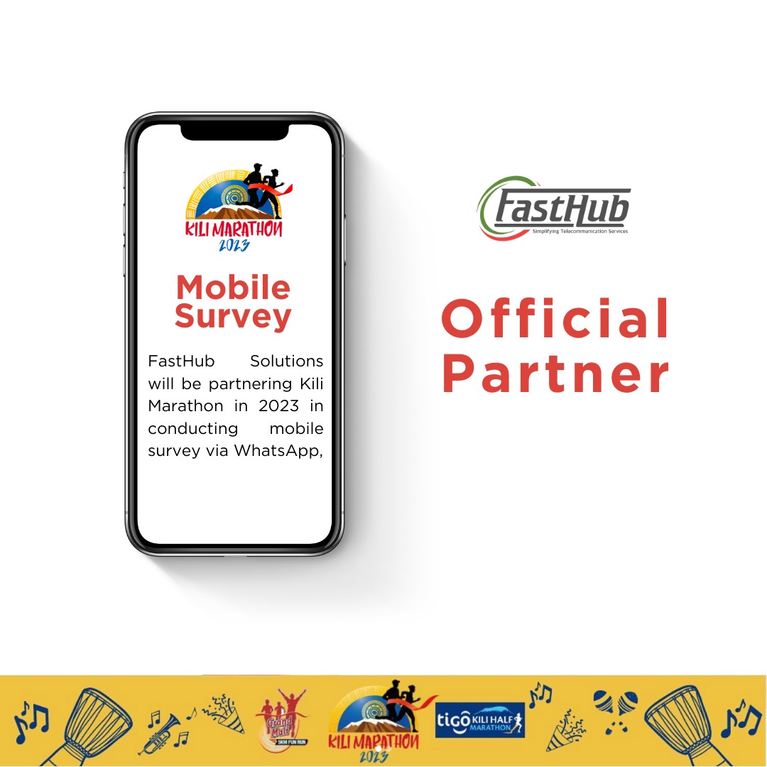fasthubtz's tweet photo. We are proud to announce that FastHub Solutions is the official partner of the @KiliMarathon this year. We will be conducting a mobile survey to gather feedback from the participants. Come join us and be part of this amazing journey! #KiliMarathon #FastHun #Survey #MobileSurvey https://t.co/jf8YcEpClx