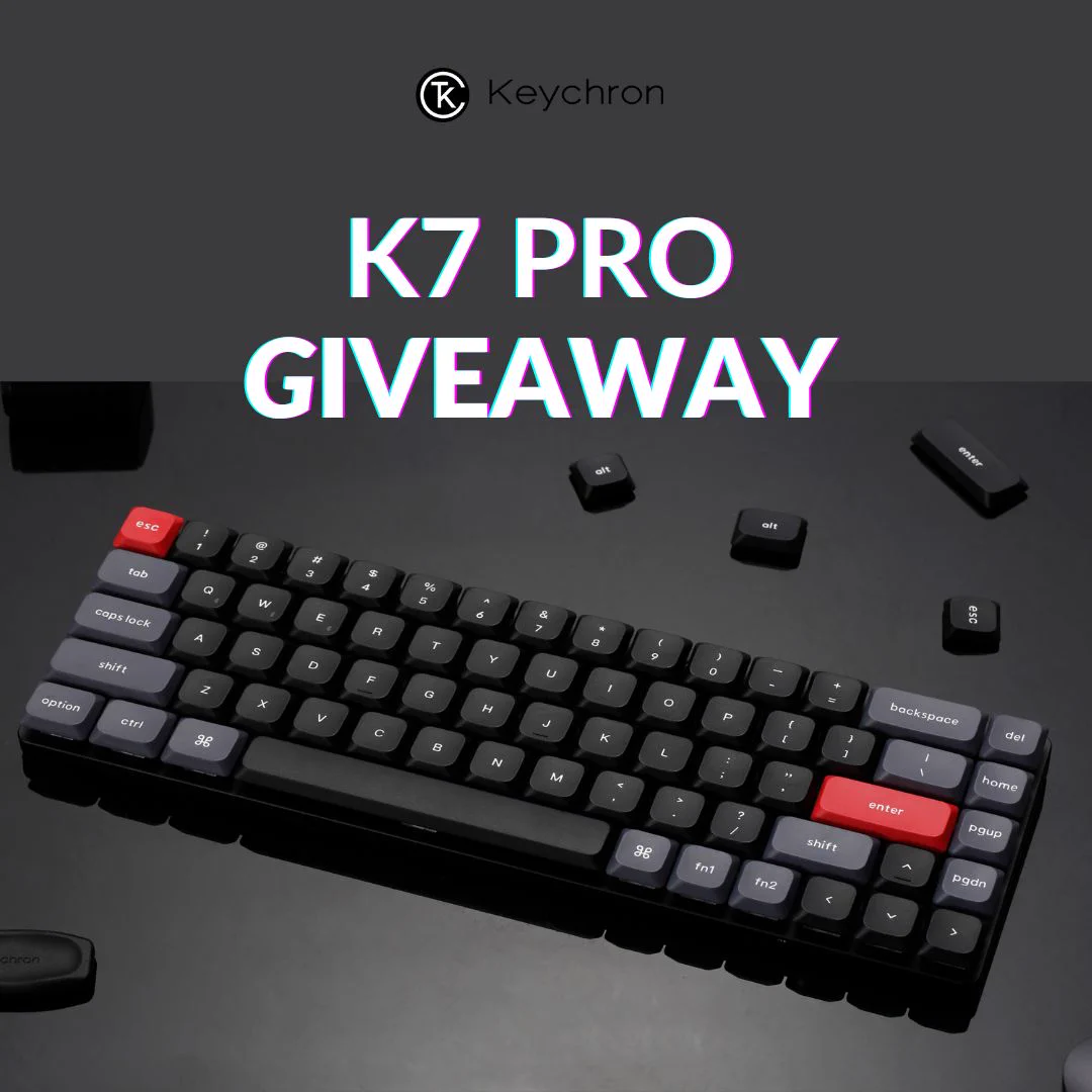 To celebrate the release of the Keychron K7 Pro, we are giving away two K7 Pro to two lucky winners🎉. Winners will be announced on February 27.

Retweet and enter #giveaway👉🏻 https://gleam.io/gihMC/keychron-k7-pro-giveaway
Order here👉🏻http://bit.ly/41adblO
